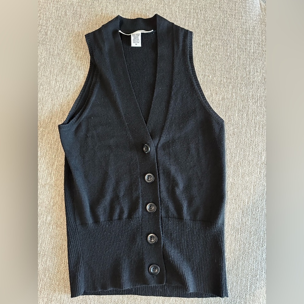 Diane von Furstenberg Black 100% Merino Wool Sweater Vest